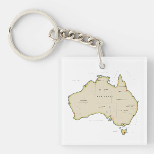Illustrated map of Australia Key Ring (Front)