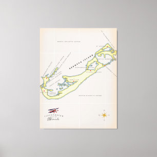 Illustrated map of Bermuda Canvas Print