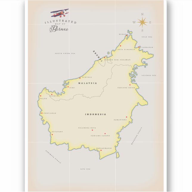 Illustrated map of Borneo (Front)