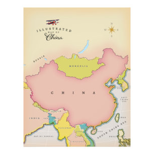 Illustrated map of china photo print