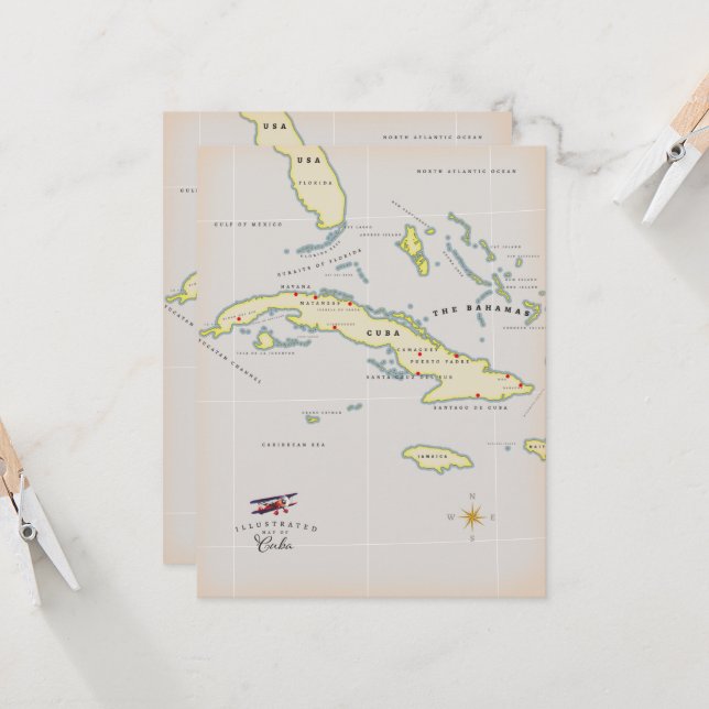 Illustrated map of Cuba (Front/Back In Situ)