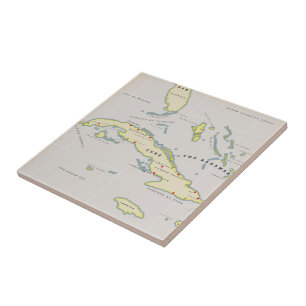 Illustrated map of Cuba Tile