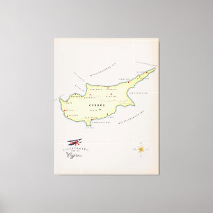 Illustrated map of Cyprus. Canvas Print