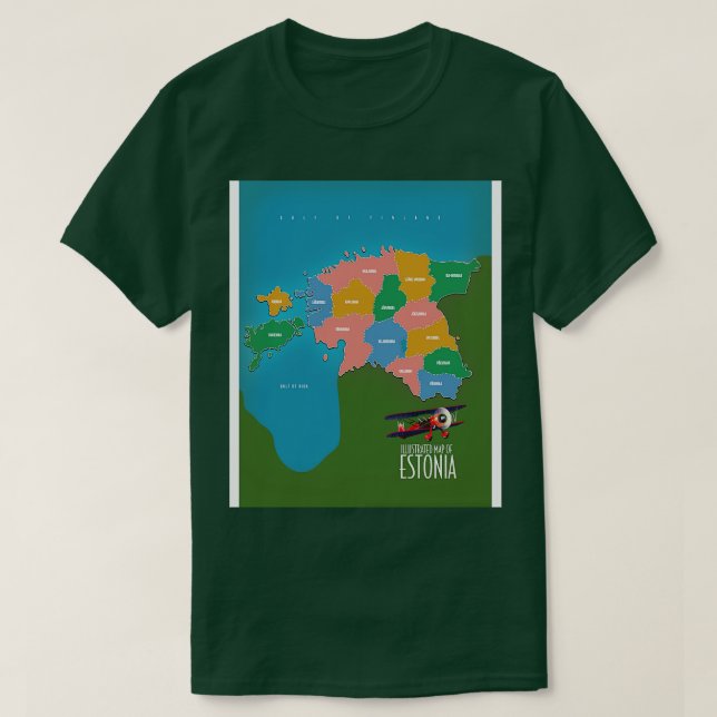 Illustrated map of Estonia T-Shirt (Design Front)