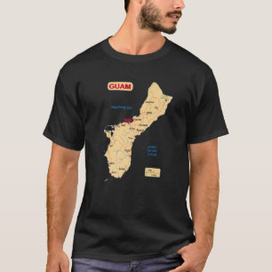 Illustrated Map Of Guam The Major Cities Roads Riv T-Shirt