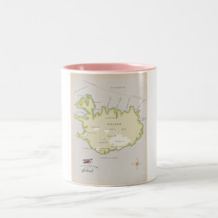 Illustrated map of Iceland Two-Tone Coffee Mug