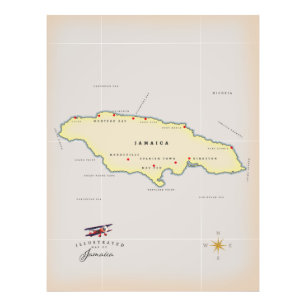 Illustrated map of Jamaica. Photo Print