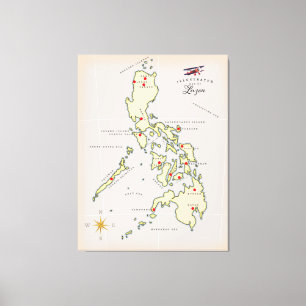 Illustrated map of Luzon Philippines map Canvas Print