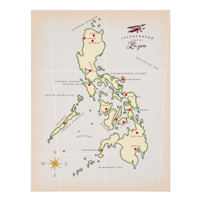 Illustrated map of Luzon Philippines map Photo Print (Front)