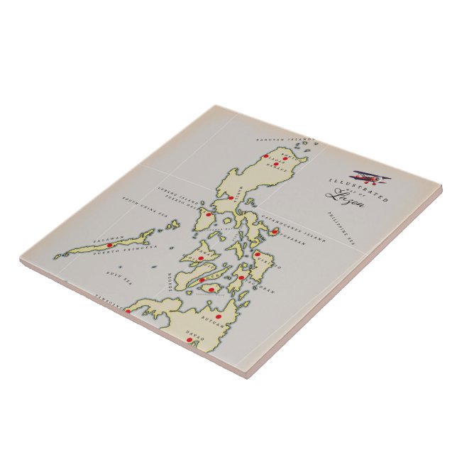 Illustrated map of Luzon Philippines map Tile (Side)