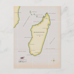Illustrated map of Madagascar Postcard