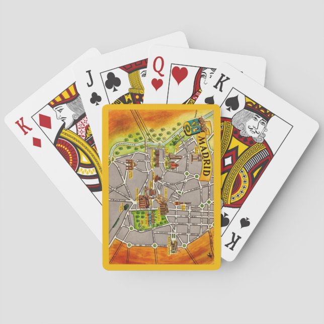 Illustrated Map of Madrid Playing Cards (Back)