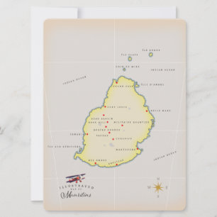 Illustrated map of Mauritius