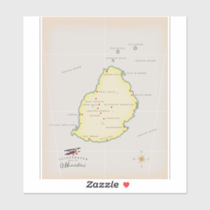 Illustrated map of Mauritius