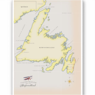 Illustrated map of Newfoundland.