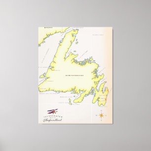Illustrated map of Newfoundland. Canvas Print