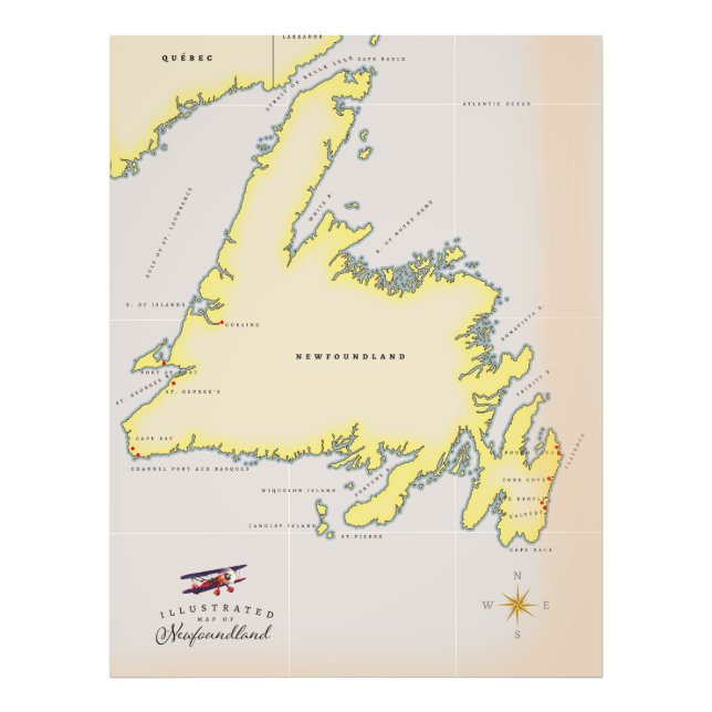 Illustrated map of Newfoundland. Photo Print (Front)
