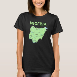 Illustrated Map Of Nigeria Major Cities Rivers And T-Shirt