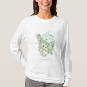 Illustrated map of North America T-Shirt