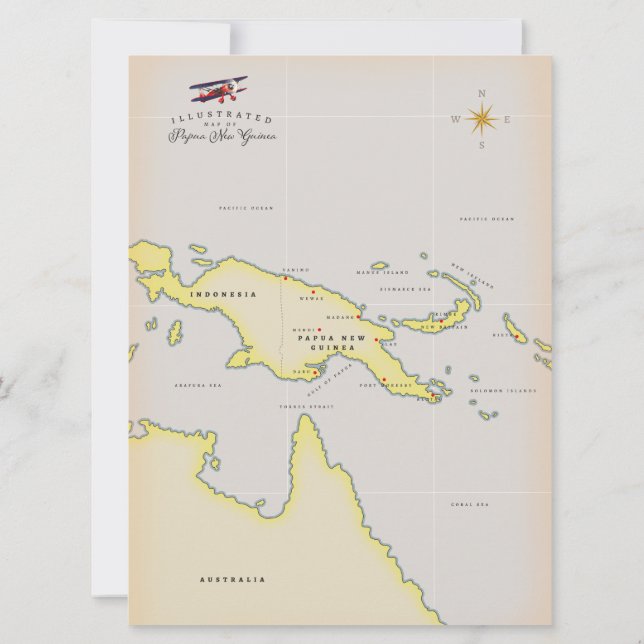 Illustrated map of Papua New Guinea (Back)