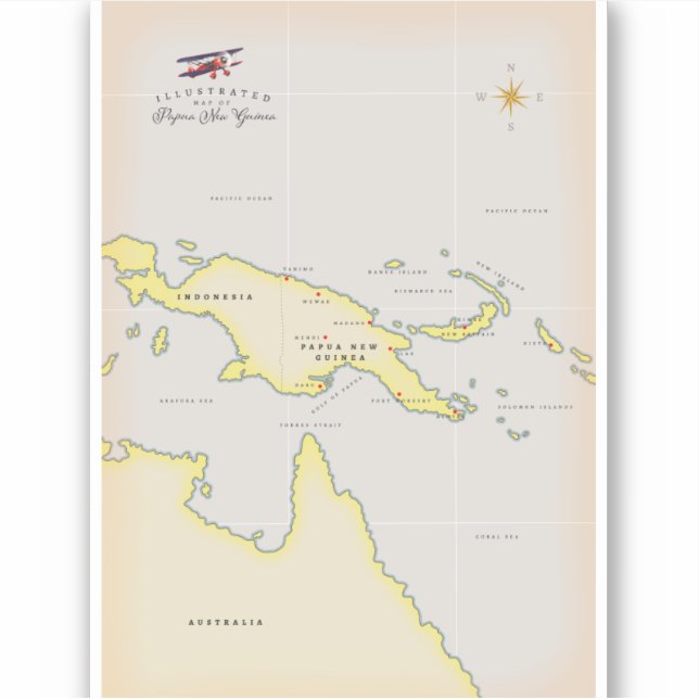 Illustrated map of Papua New Guinea (Front)