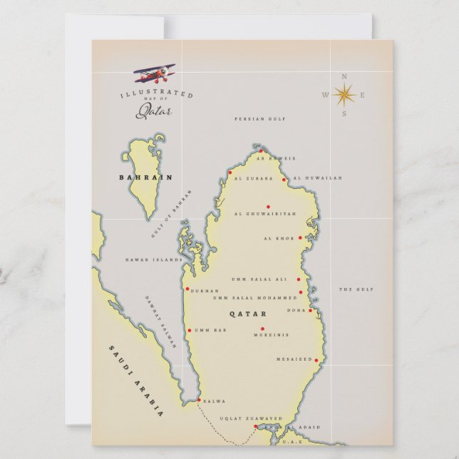 Illustrated map of Qatar (Front)