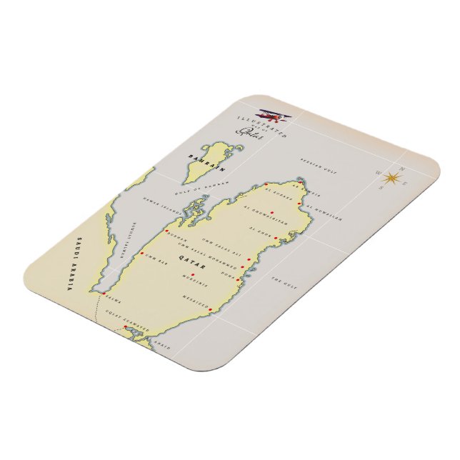 Illustrated map of Qatar Magnet (Left Side)