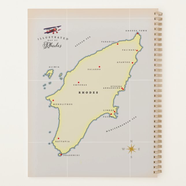 Illustrated map of Rhodes. Planner (Back)