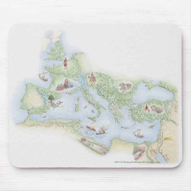 Illustrated map of Roman Empire Mouse Pad (Front)