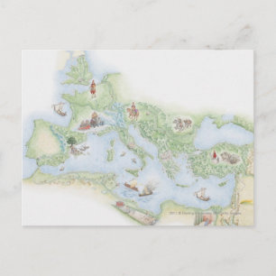 Illustrated map of Roman Empire Postcard