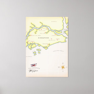 Illustrated map of Singapore Canvas Print