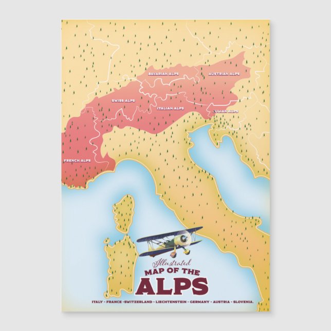 Illustrated map Of the Alps (Front)