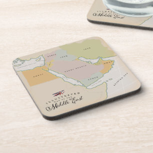 Illustrated map of the Middle East. Coaster