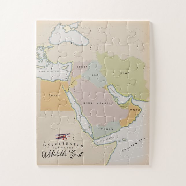 Illustrated map of the Middle East. Jigsaw Puzzle (Vertical)