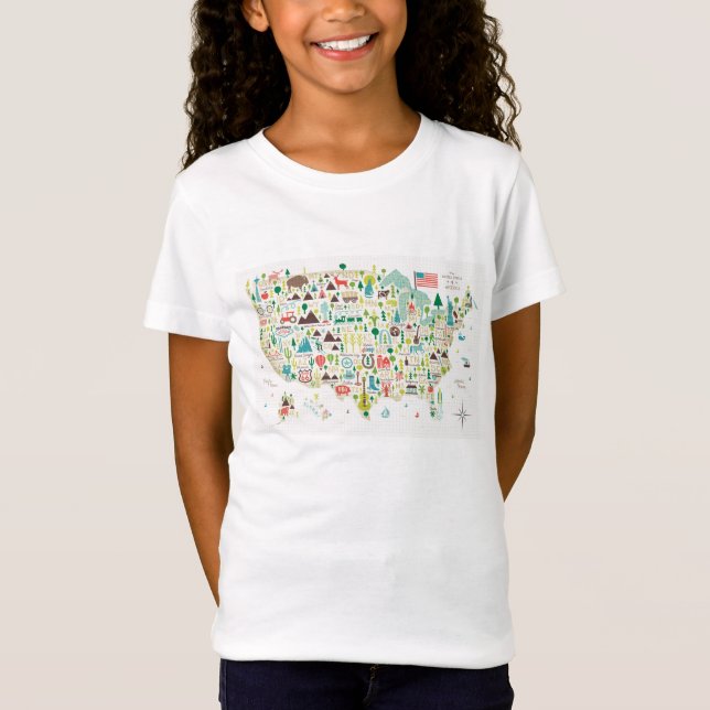 Illustrated Map of the USA T-Shirt (Front)