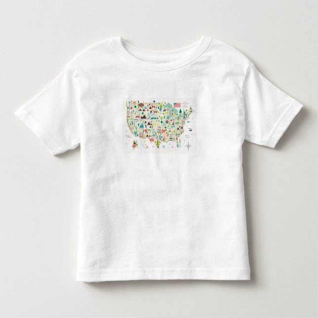 Illustrated Map of the USA Toddler T-Shirt (Front)
