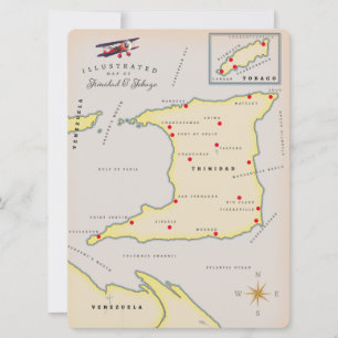Illustrated map of Trinidad & Tobago