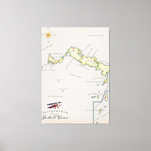 Illustrated map of Turks and Caicos map Canvas Print