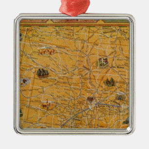 Illustrated Map of US Airways Metal Tree Decoration