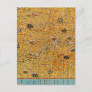 Illustrated Map of US Airways Postcard