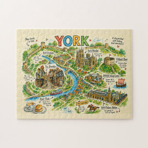 Illustrated Map of York Historic City Adventure Jigsaw Puzzle