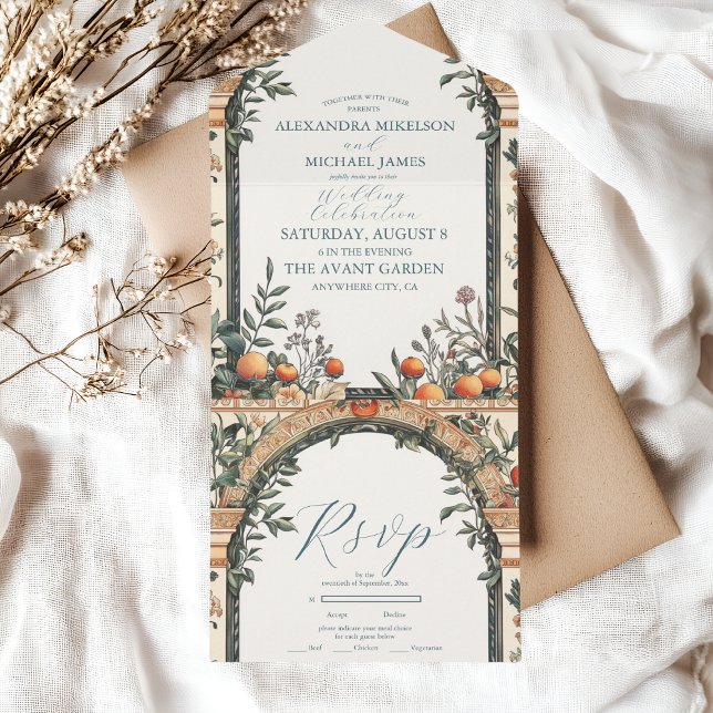  Illustrated Mediterranean Wedding All In One Invitation (Creator Uploaded)