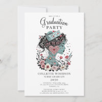 Illustrated Nurse Floral Graduation