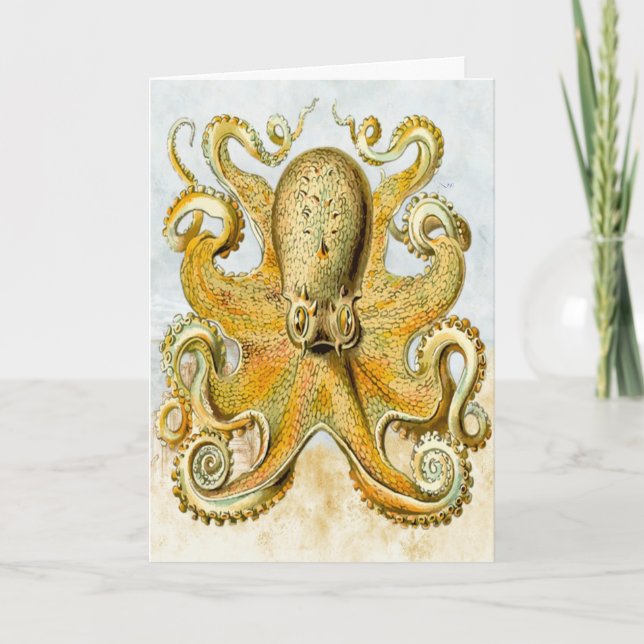 Illustrated Octopus Squid Happy Birthday Card (Front)