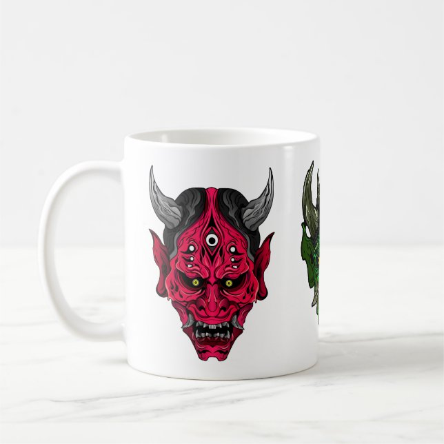 Illustrated Oni Demons Coffee Mug (Left)