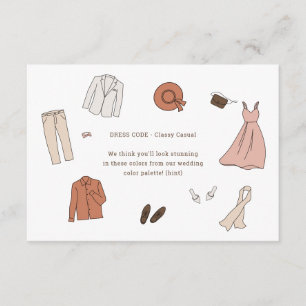 Illustrated Outfits Wedding Colours & Dress Code Enclosure Card