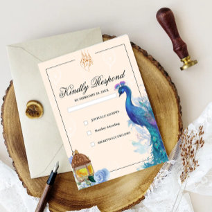 Illustrated Peacock Arabian Muslim RSVP cards