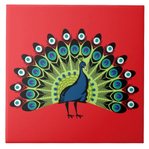 illustrated Peacock Tile
