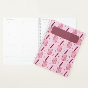 Illustrated Pencil and Note Paper Pattern Pink Jou Planner
