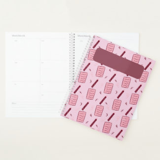 Illustrated Pencil and Note Paper Pattern Pink Jou Planner